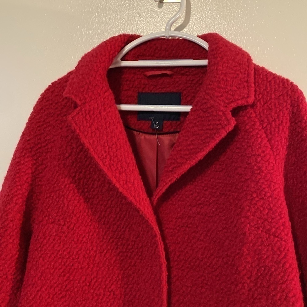 Lands End rose pink wool blend pocket hidden button coat jacket 10 - Picture 2 of 10